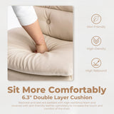 Large Size Armless Home Office Desk Chair Vanity Chair No Wheels - Beige - Furniture Home Direct
