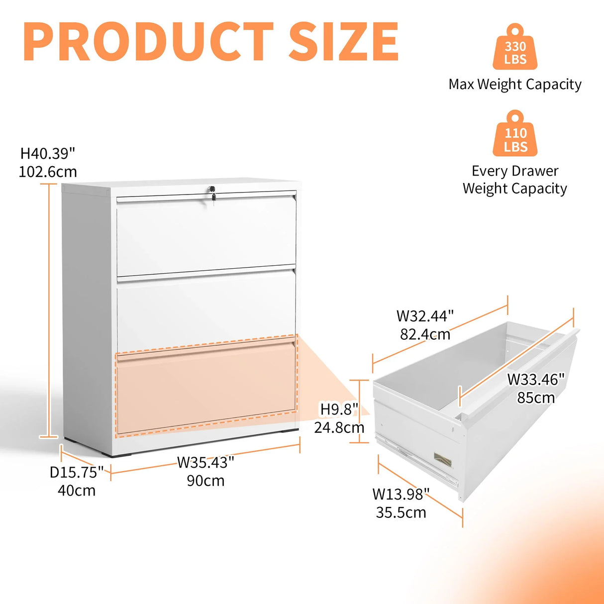 Premium Drawer Metal Lateral File Cabinet With Lock - Furniture Home Direct