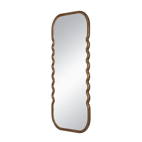 Oversized Wooden Floor Mirror With Unique Frame - Brown - Furniture Home Direct