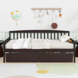 Pine Wood Daybed With Two Storage Drawers, Sofa Bed With Bed Platform Of 10 Support Slats - Furniture Home Direct
