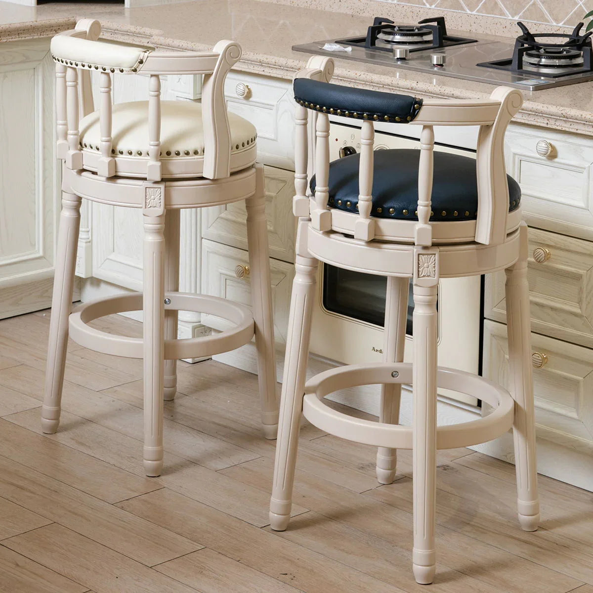 Leather Wooden Bar Stool - Furniture Home Direct