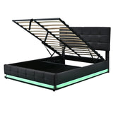 Queen Platform Bed Tufted Upholstered Storage Led Black - Furniture Home Direct