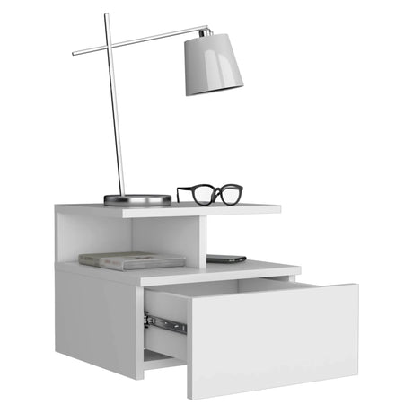 Flopini - Floating Nightstand With 1 Drawer, Compact Size - White - Furniture Home Direct