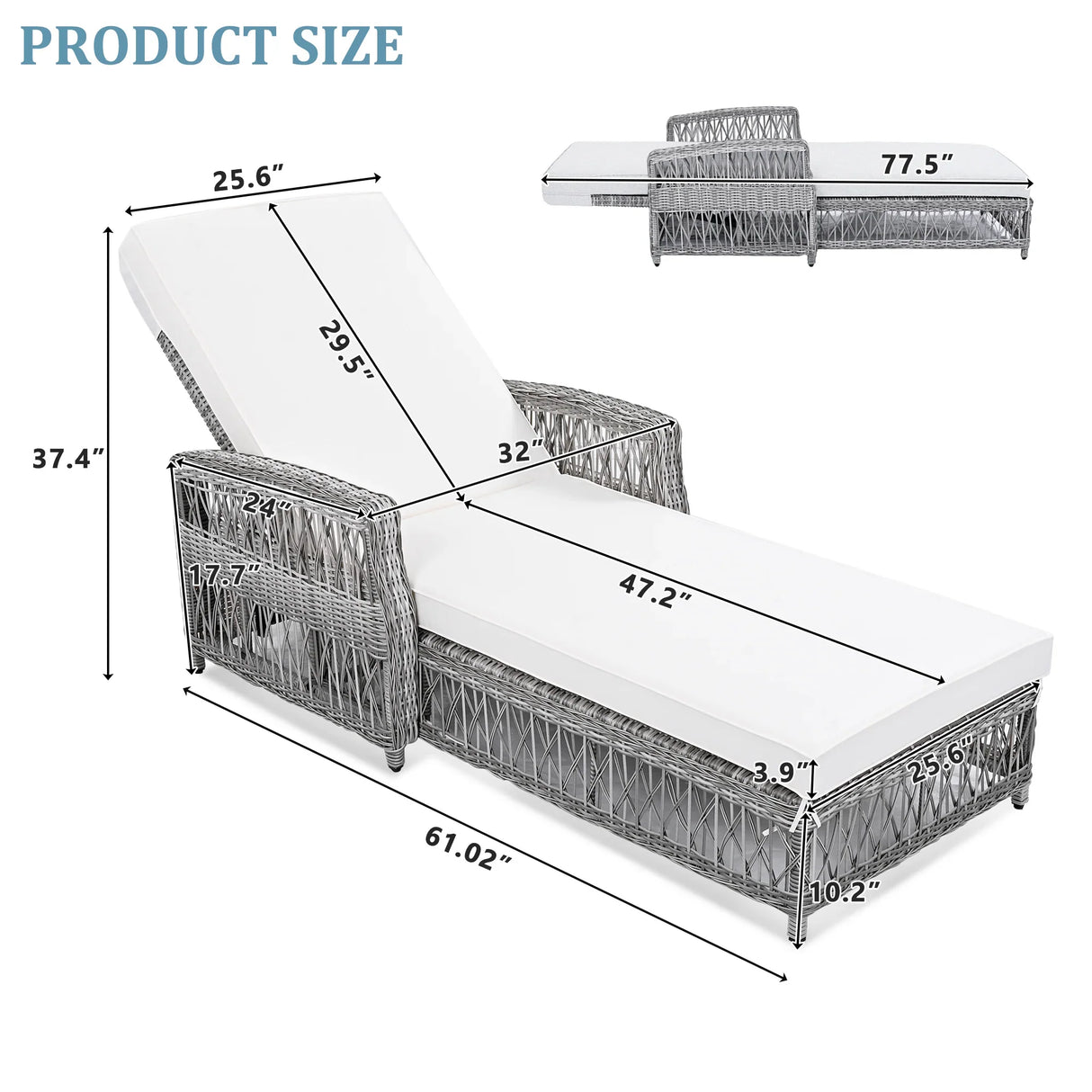 Outdoor Long Reclining Chaise - Beige - Furniture Home Direct