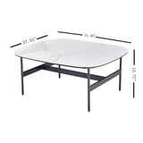 Modern Rectangular Rock Plate Coffee Table Open Space Design Golden Metal Frame Minimalist Living Room Center Table For Lounge Office - Black White - Furniture Home Direct