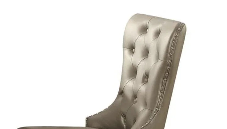 Kacela - Synthetic Leather Side Chair (Set of 2) - Champagne - Furniture Home Direct