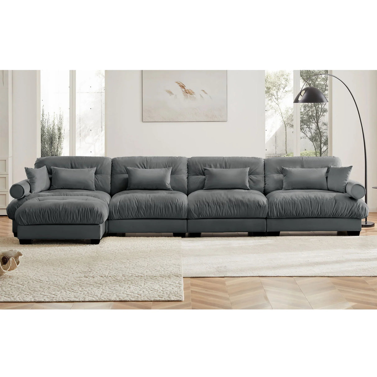 Super Comfort Oversized Modular Sectional Sofa With Movable Ottoman - Furniture Home Direct