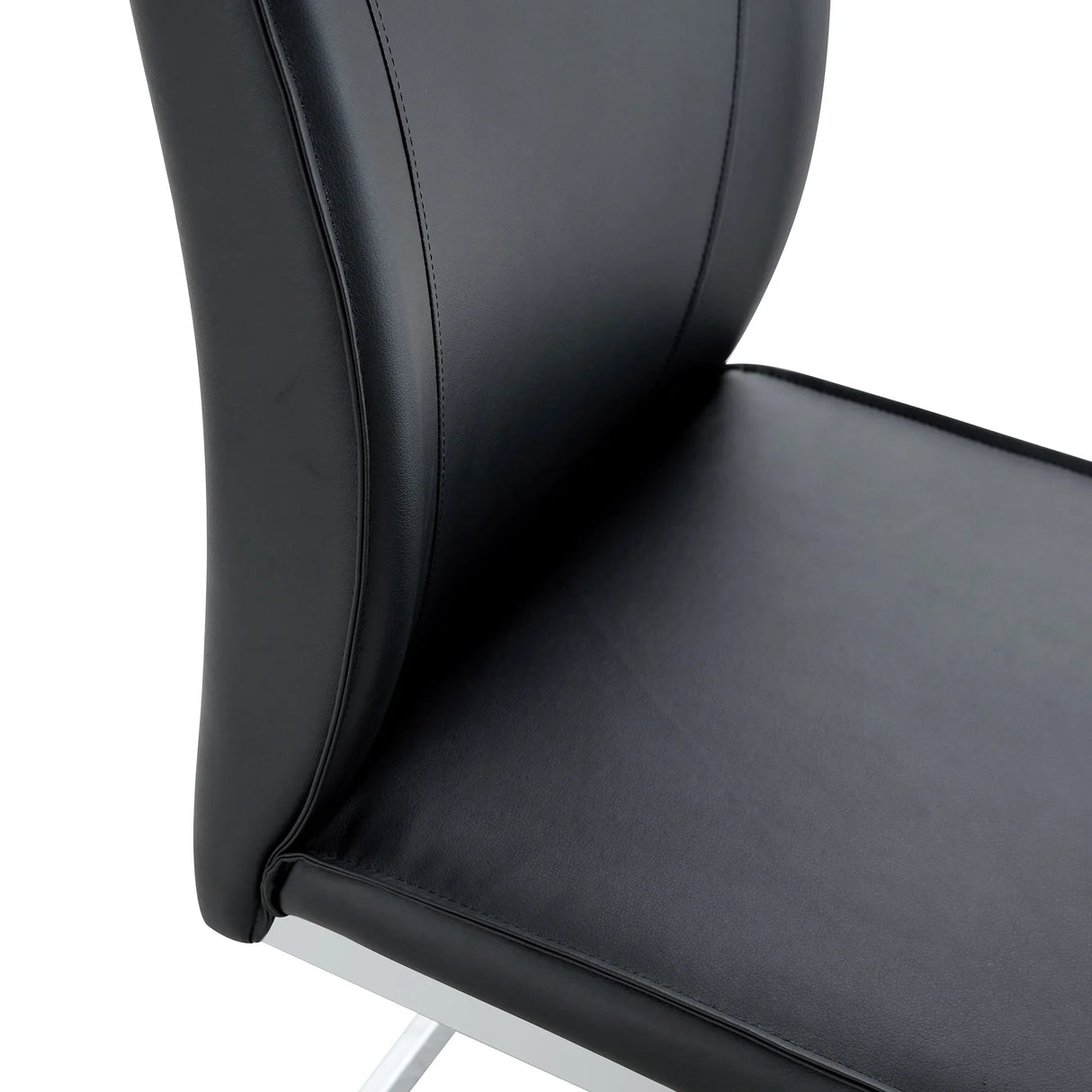 Dining Chair Set Modern Chrome Base PU Leather Black - Furniture Home Direct