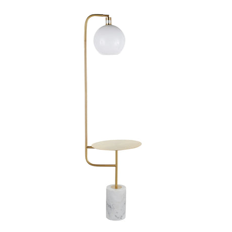 Symbol - Contemporary / Glam Floor Lamp Side Table - White Marble - Furniture Home Direct