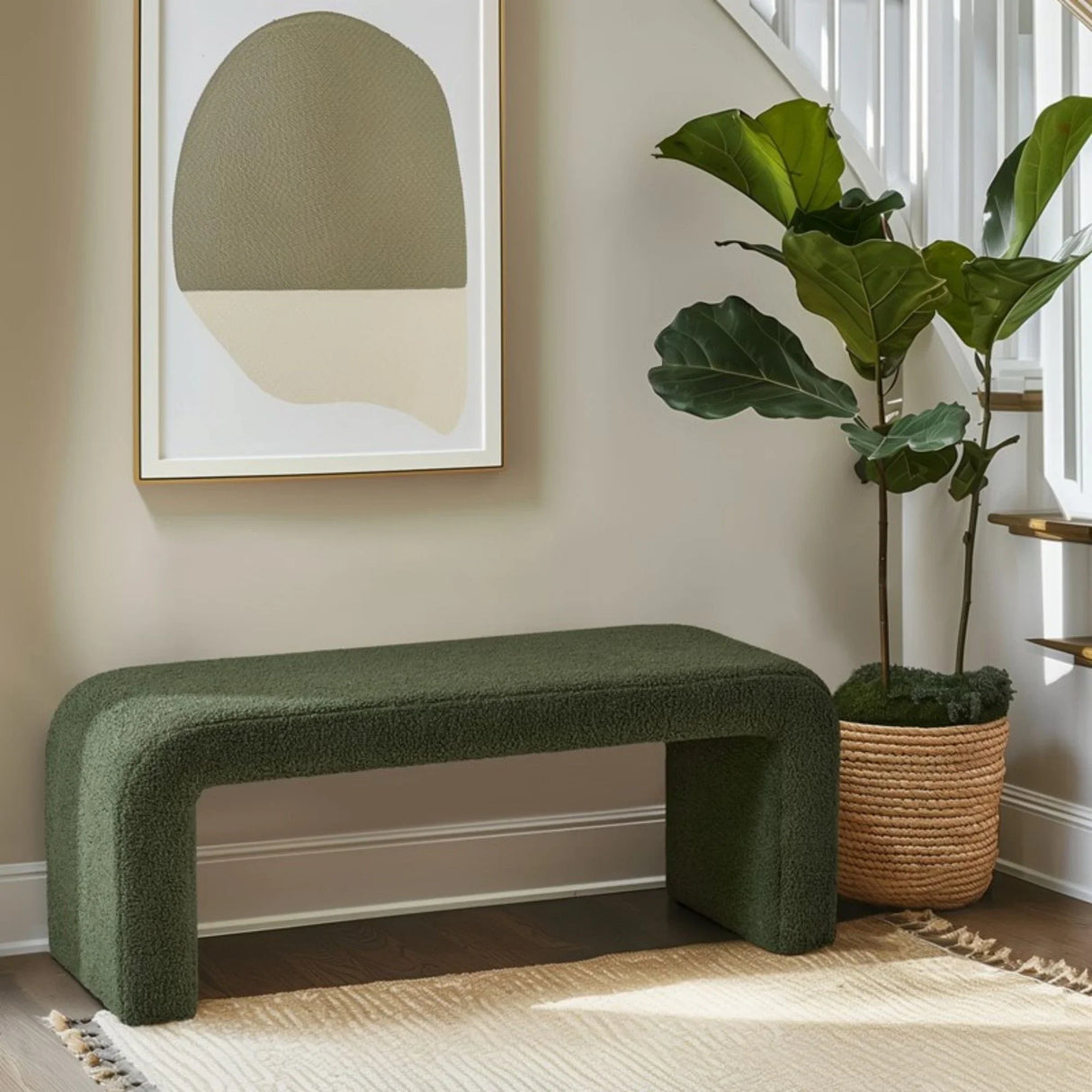 Modern Contemporary Boucle Waterfall Bench - Furniture Home Direct