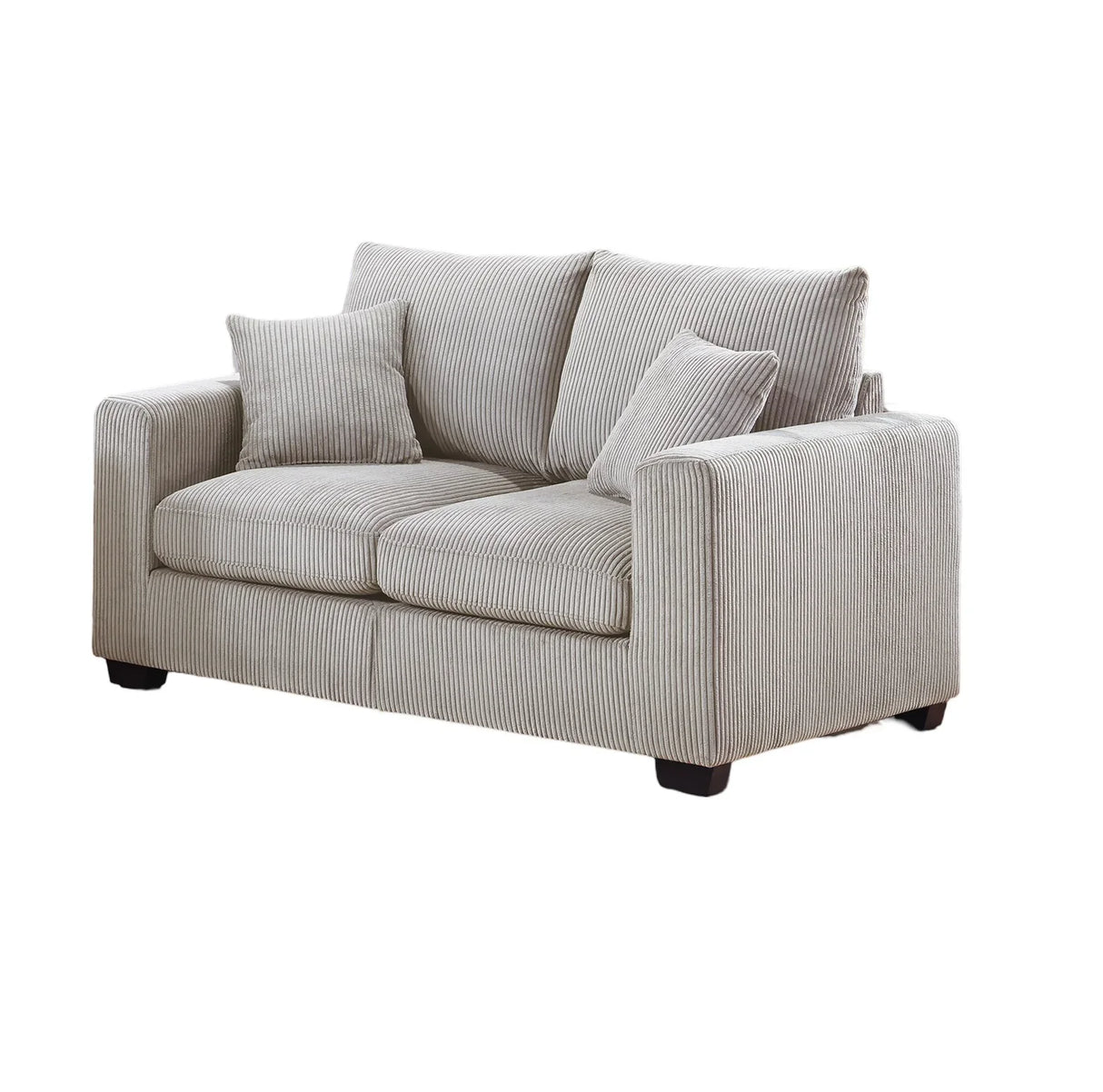 Classic Living Room Set With Pillows - Ivory - Furniture Home Direct