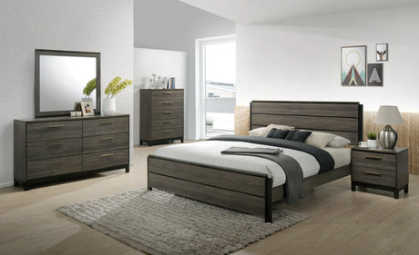 Bedroom Set King Bed Dresser Mirror Nightstand Chest Grey - Furniture Home Direct