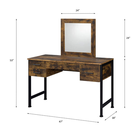 Juvanth - Rustic Vanity Desk Mirror - Oak - Furniture Home Direct