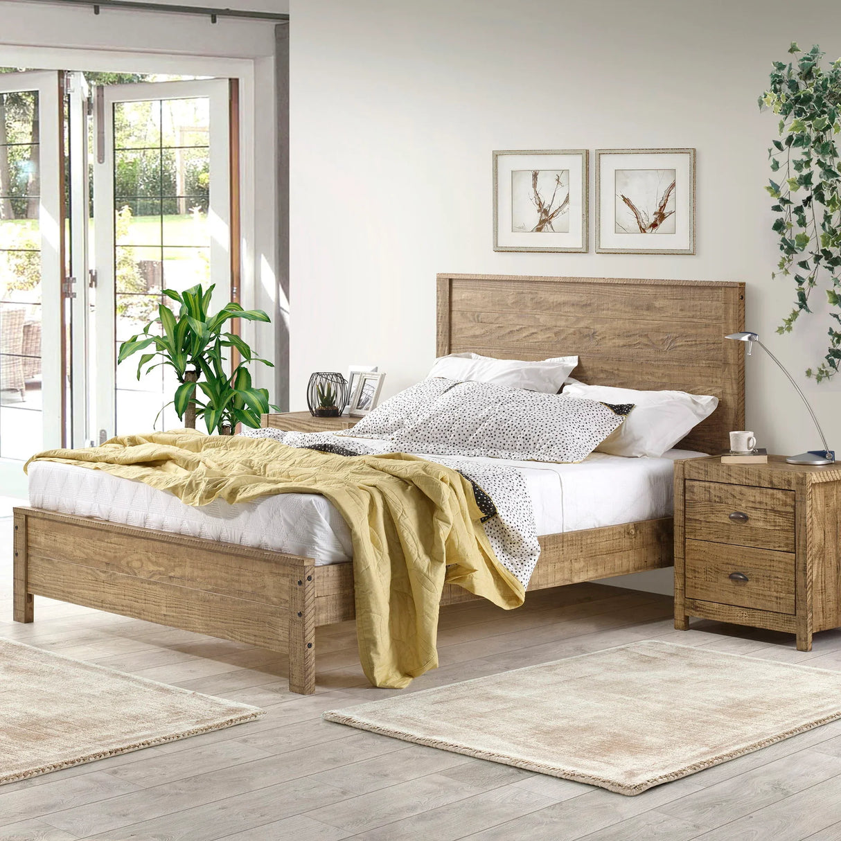 Albany - Bed Frame With Headboard, Heavy Duty Modern Rustic Design - Furniture Home Direct