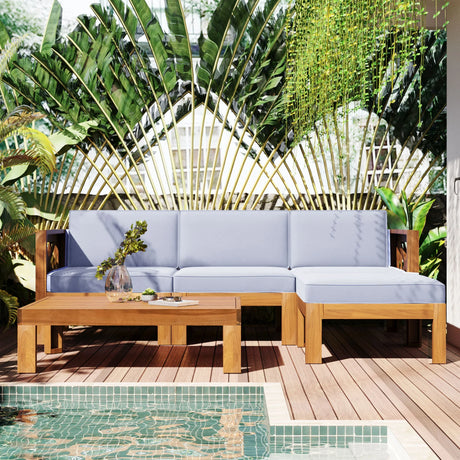 Outdoor 5-Piece Sectional With Cushions and Coffee Table - Furniture Home Direct
