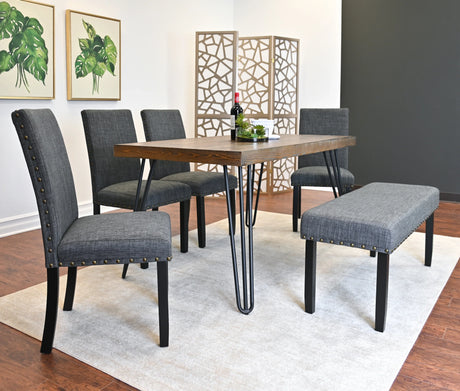 Dining Set With Wood Table And Upholstered Chairs Gray - Furniture Home Direct