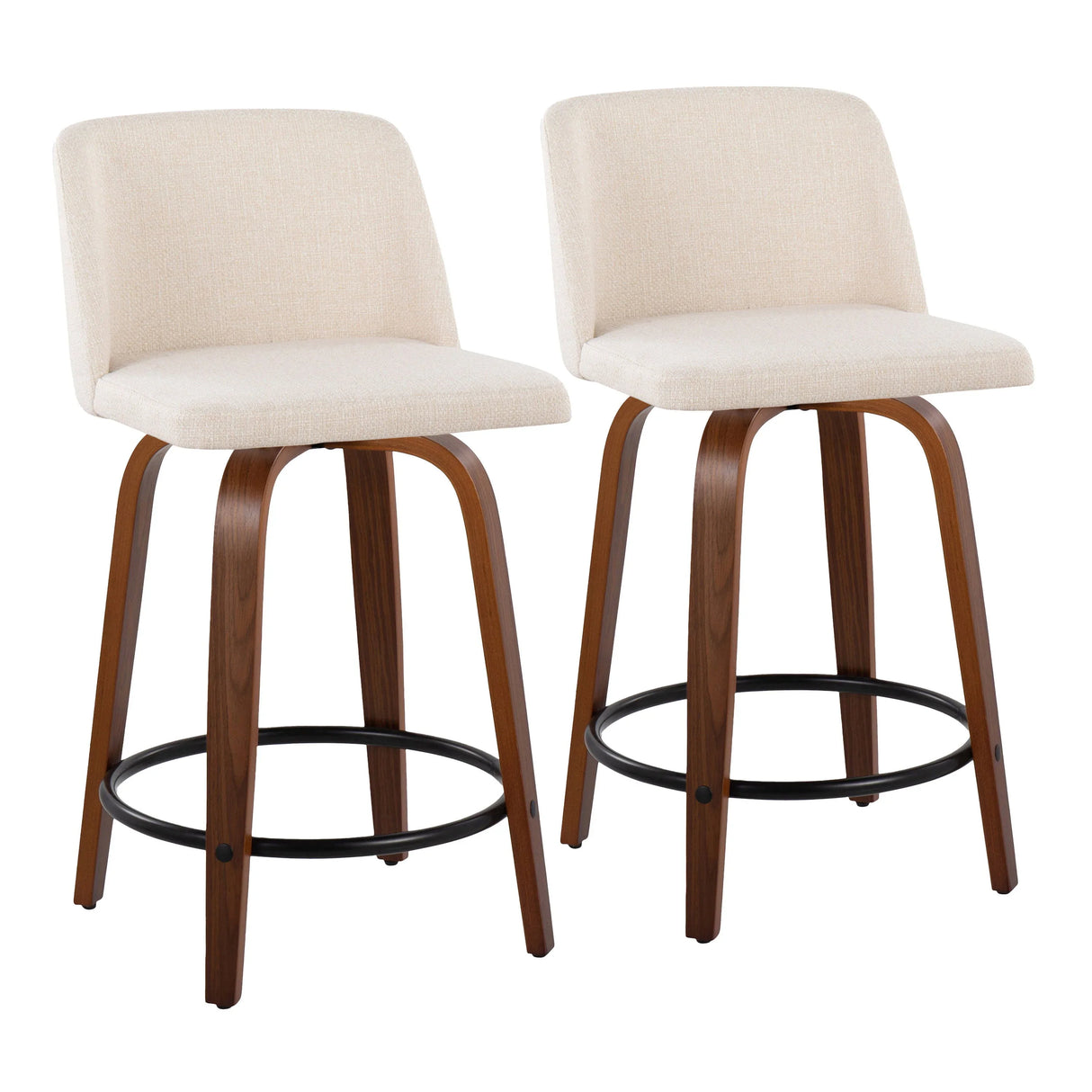 Toriano - Mid Century Modern, Fixed Height Counter Stool & Swivel And Round Footrest (Set of 2) - Furniture Home Direct