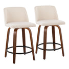 Toriano - Mid Century Modern, Fixed Height Counter Stool & Swivel And Round Footrest (Set of 2) - Furniture Home Direct