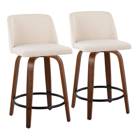 Toriano - Mid Century Modern, Fixed Height Counter Stool & Swivel And Round Footrest (Set of 2) - Furniture Home Direct