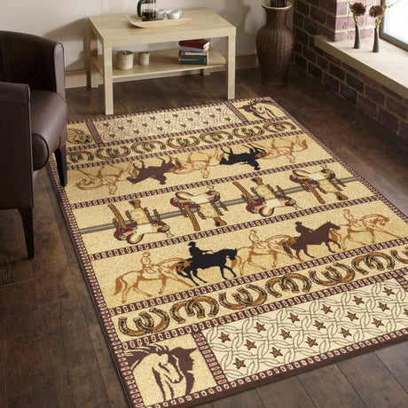 Tribes - 5'3" X 7'3" Southwest Area Rug - Beige - Polypropylene - Furniture Home Direct