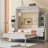 Murphy Wall Bed With Shelves, Drawers And LED Lights - Furniture Home Direct