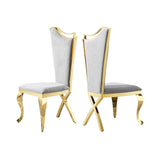 Gorgeous Streamlined High Back Fabric Stainless Steel Dining Chair (Set of 2) - Gold / Gray - Furniture Home Direct