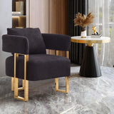 Modern Decorative Chair Teddy Fleece Upholstered And Metal Foot - Furniture Home Direct