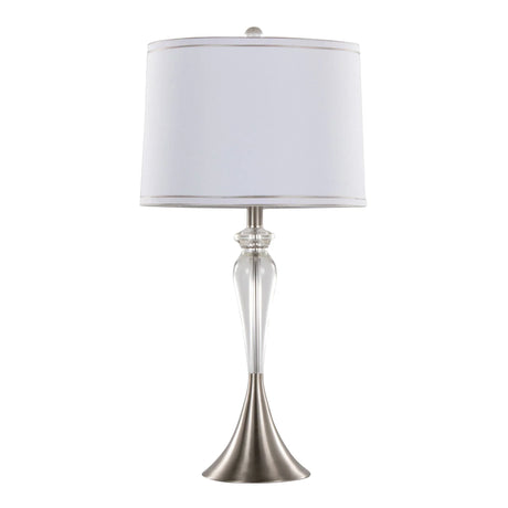 Ashland - Contemporary Crystal Table Lamp (Set of 2) - Clear Crystal / Nickel / White - Furniture Home Direct