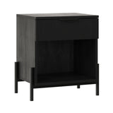 Modern Fluted Drawer Nightstand With Open Cubby Coastal - Furniture Home Direct