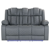 Raize - 10 Power Reclining Sofa With DDT, WC And LED - Gray - Furniture Home Direct