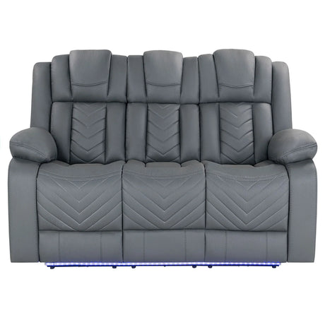 Raize - 10 Power Reclining Sofa With DDT, WC And LED - Gray - Furniture Home Direct