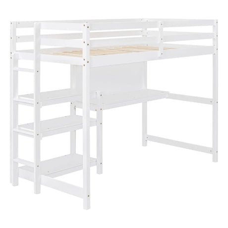 Loft Bed With Shelves, Desk And Writing Board - Furniture Home Direct