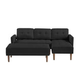 Right Facing Sofa Chaise with Ottoman - Black - Furniture Home Direct