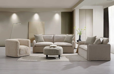 Upendo - Pattern Fabric 3 Pieces Living Room Set - Beige Yakety Yak Sand - Furniture Home Direct