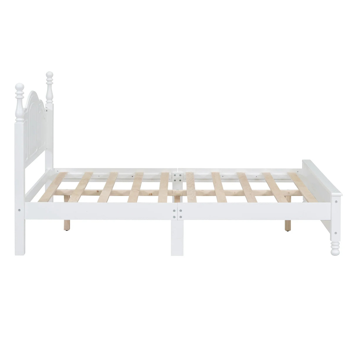 Platform Bed Full Size Wood Slat Support Headboard White - Furniture Home Direct