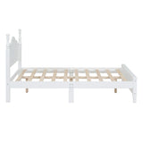 Platform Bed Full Size Wood Slat Support Headboard White - Furniture Home Direct