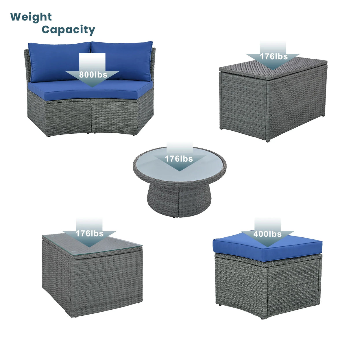 Semi-Circle Outdoor Sectional Set - Furniture Home Direct