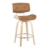 Lombardi - Mid Century Modern Fixed Height Counter Stool With Swivel With Round Footrest (Set of 2) - Furniture Home Direct