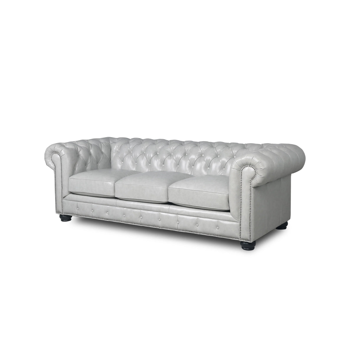 Traditional Tufted Leather Chesterfield Nailhead Sofa - Furniture Home Direct