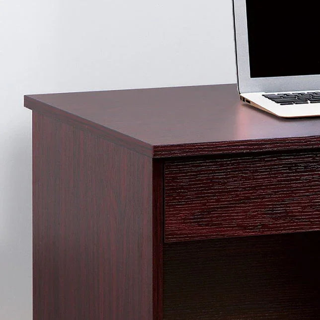 Three Locking Drawers On Metal Glides Student Desk Work Desk Modesty Panel Metal Bar Handles - Mahogany - Furniture Home Direct
