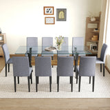 Dining Set Modern Tempered Glass Top With 10 Chairs Gray - Furniture Home Direct