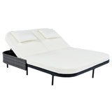 Outdoor Wicker Double Chaise (Black Frame+Beige Cushion) - Furniture Home Direct