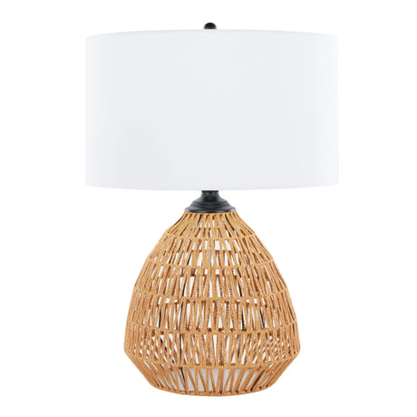 Congo - Contemporary Rattan Table Lamp - Natural / Matte Black / White - Furniture Home Direct