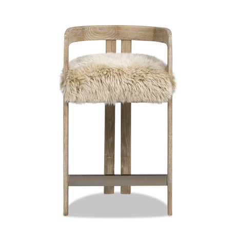 Millwick - Low Back Genuine Fur Counter Stool - Natural Blonde - Furniture Home Direct