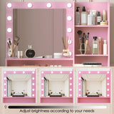 Vanity Desk With Illuminated Mirror And Storage Pink - Furniture Home Direct