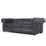 Traditional Tufted Leather Chesterfield Nailhead Sofa - Furniture Home Direct