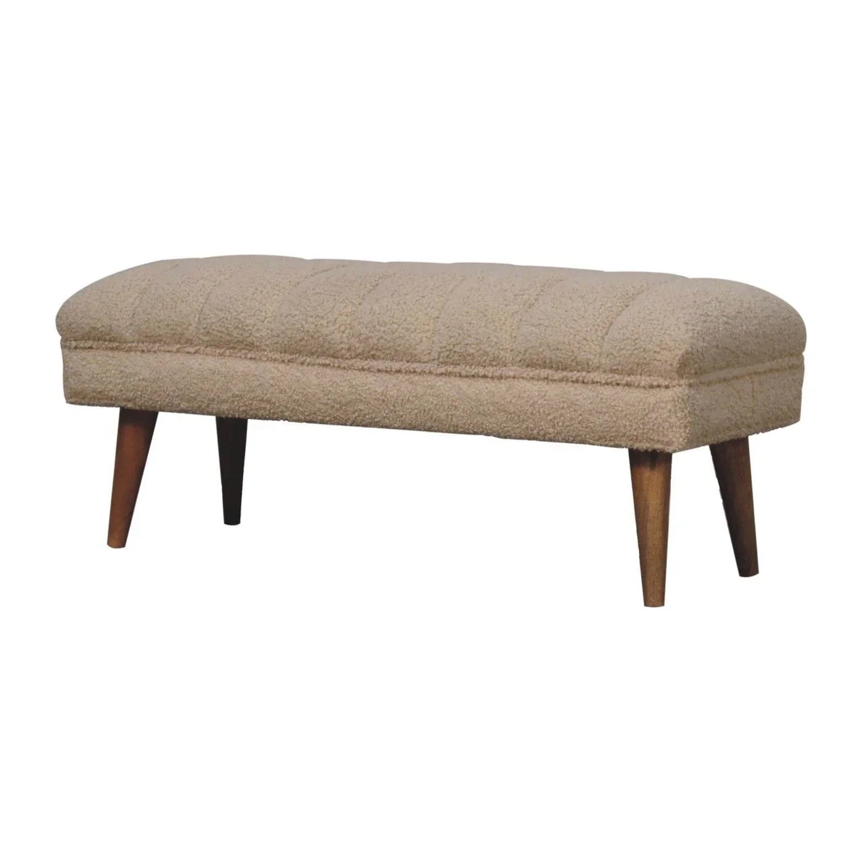 Boucle Puffer Bench - Beige - Furniture Home Direct