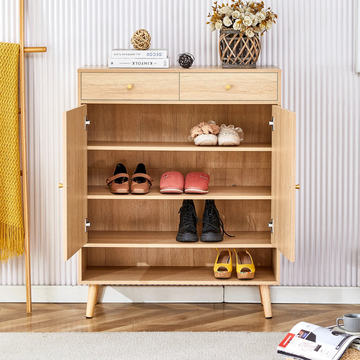 Modern Rattan Shoe Cabinet - Furniture Home Direct