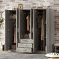 6 Doors Wardrobe Storage For Bedroom, With Big Drawers - Furniture Home Direct
