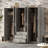 6 Doors Wardrobe Storage For Bedroom, With Big Drawers - Furniture Home Direct